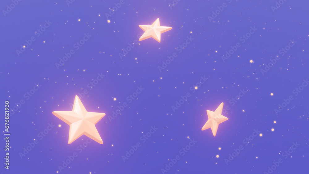 Magic glowing stars on a purple background. 3D illustration Magic glowing stars on a purple background. 3D illustration