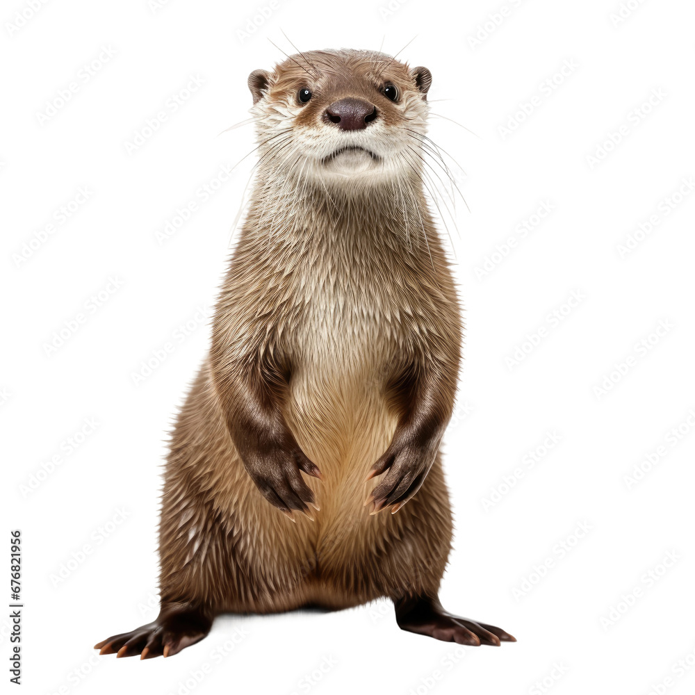Standing Otter Portrait, Isolated Standing Otter Portrait, Isolated
