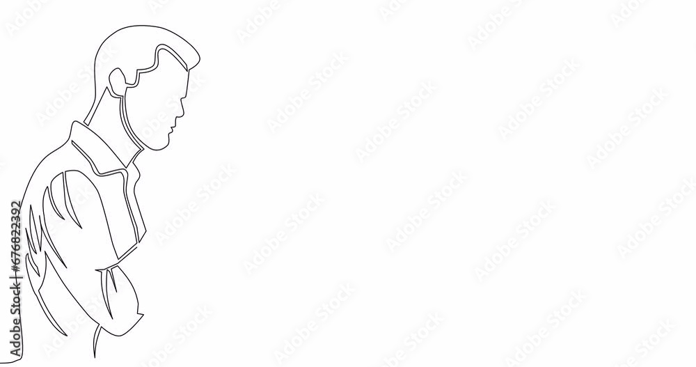 Self drawing line animation Man with Inscription Sale continuous one single line drawn concept video Self drawing line animation Man with Inscription Sale continuous one single line drawn concept video