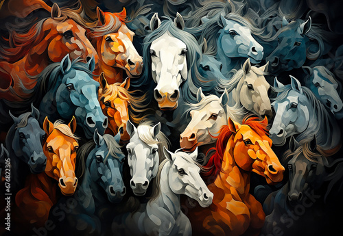 Pferde - Tierköpfe, die das gesamte Bild ausfüllen.  photo