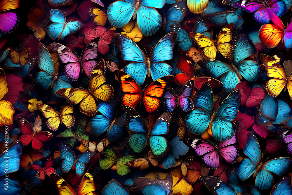 Schmetterlinge - Tiere, die das gesamte Bild ausfüllen.  - obrazy, fototapety, plakaty 