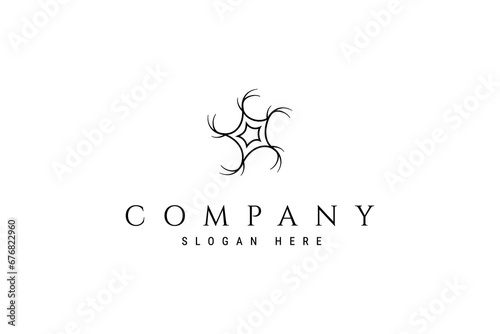 neuron logo design template vector, minimalist style concept