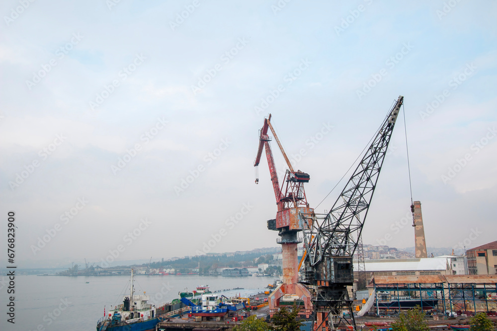 Fototapeta premium Halic Shipyards of Istanbul. Former shipyards and shipbuilding areas.