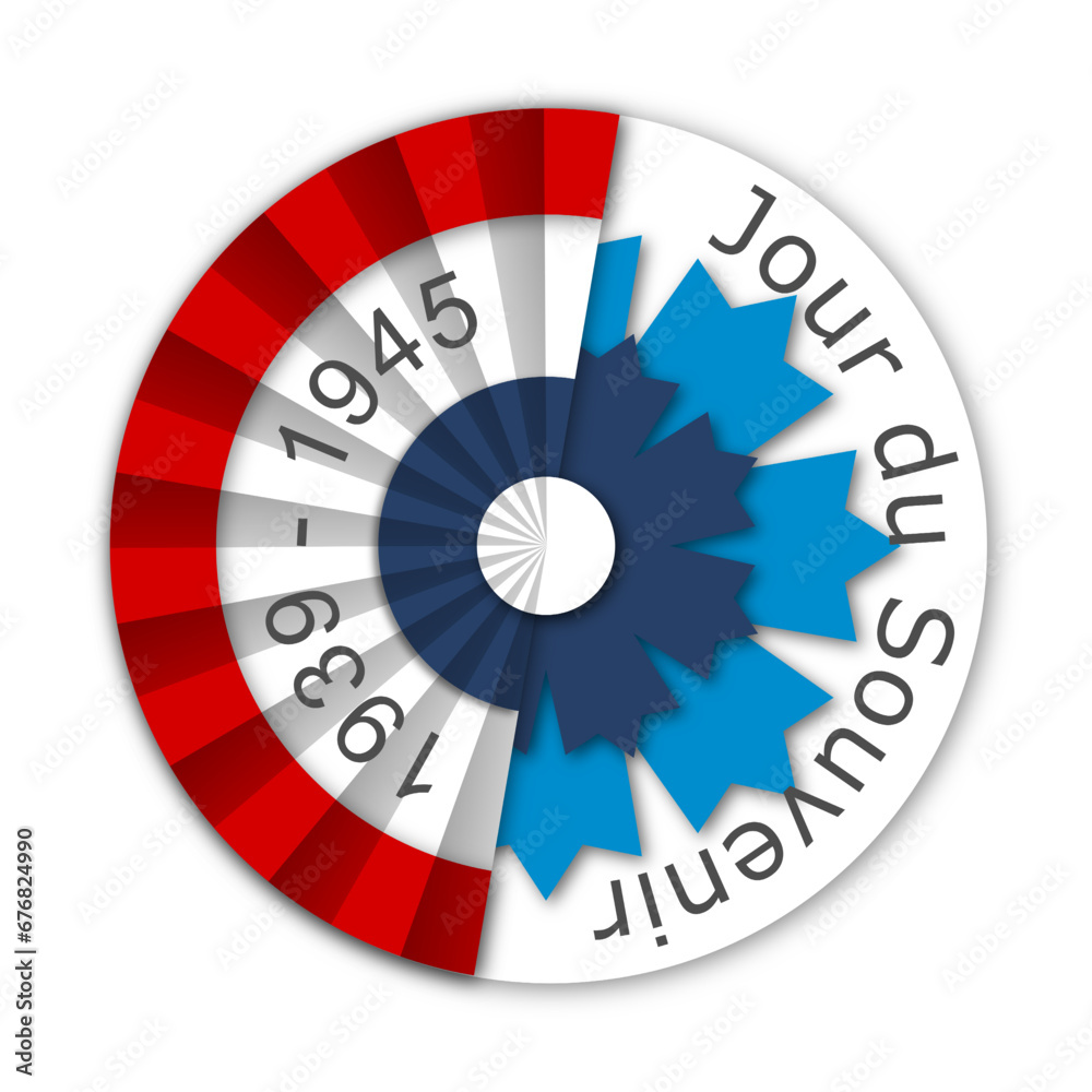 1939-1945 seconde guerre mondiale - armistice - jour du souvenir - bleuet - 8 mai 1945