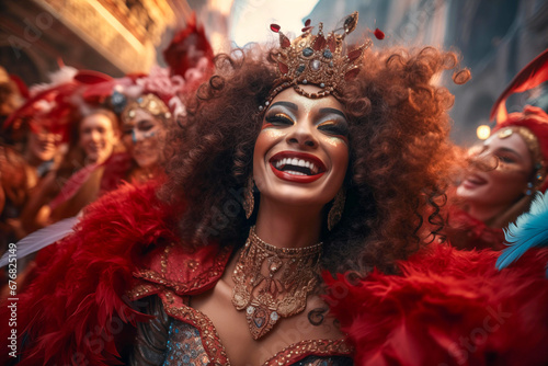 Afro woman at masquerade in venice festival