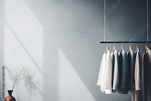 A clean and stylish clothes rack that displays a variety of fashionable clothing in a well-organized space.