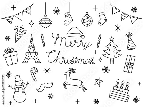 手描き風のクリスマスのイラストセット