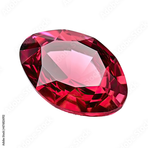 Precious Ruby Gemtone with Faceted Cut on Transparent