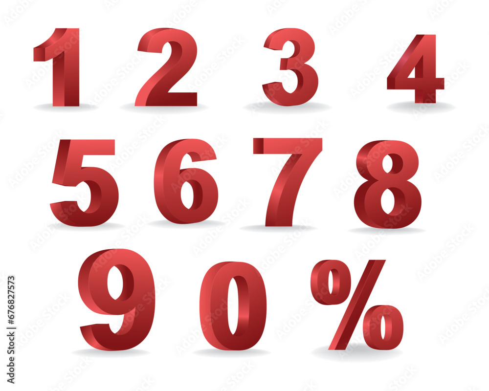 3D Numbers, Vector Numbers, Red Numbers, 3D Numbers, Vector Numbers, Red Numbers,