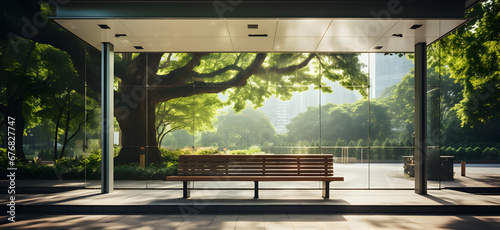 bench in bus stop, benches for waiting for the bus photo