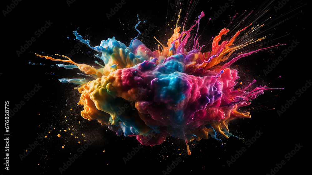 Creative Art Explosion with Vibrant Paint Splashes Creative Art Explosion with Vibrant Paint Splashes
