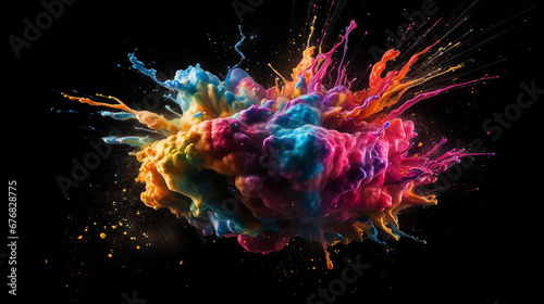 Creative Art Explosion with Vibrant Paint Splashes