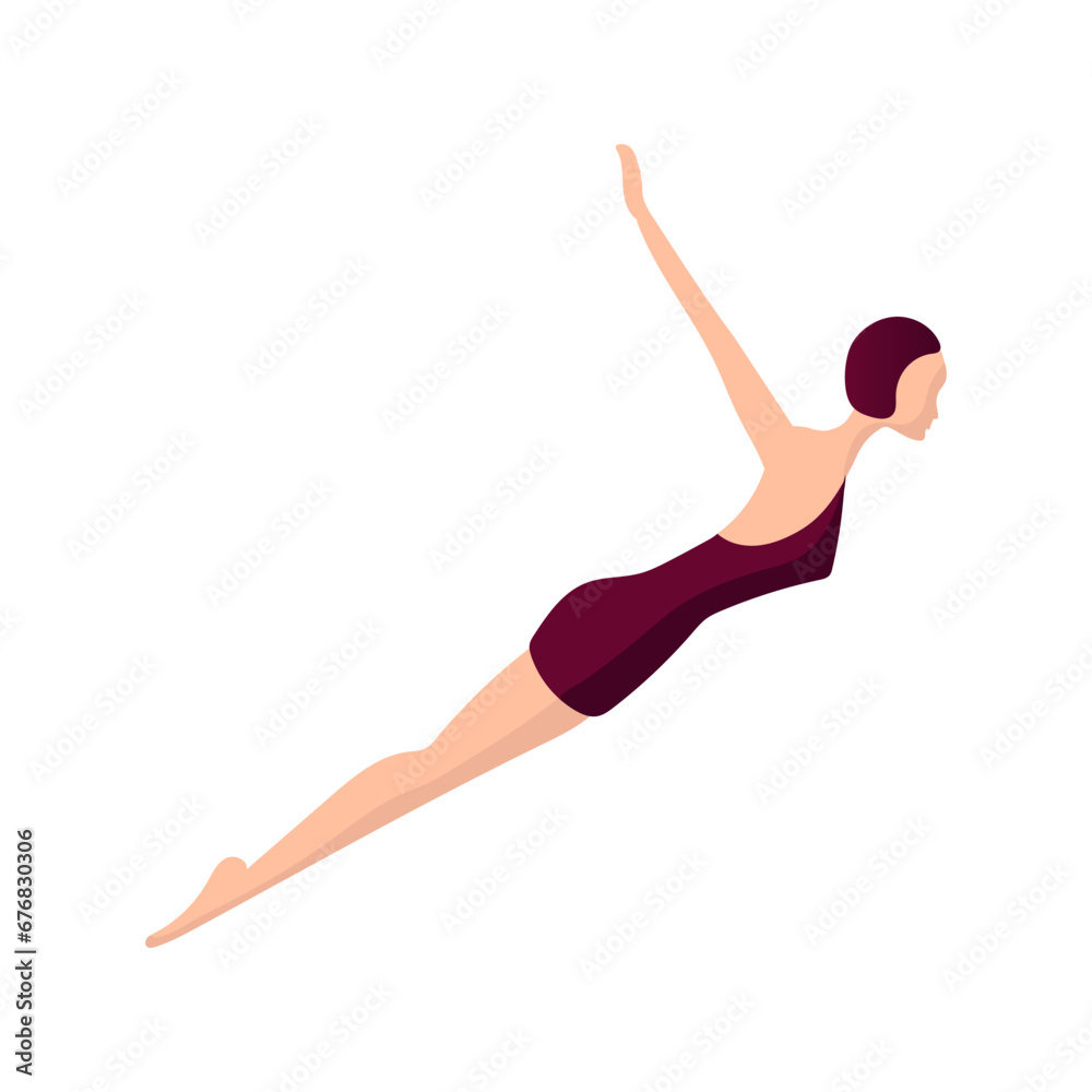 Young and slim female swimmer Stock Vector Illustration