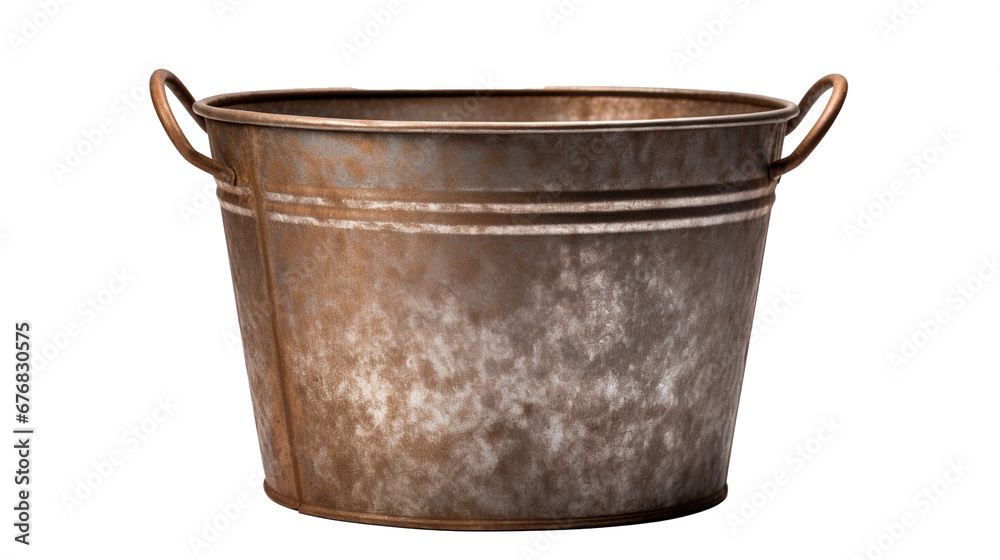 An old metal bucket isolated on transparent background, image with background removed, created with Generative Ai technology. - obrazy, fototapety, plakaty 