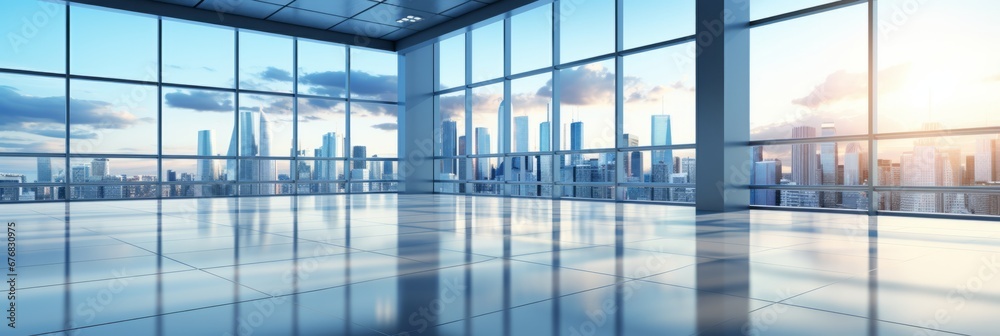 Reflective cityscape with skyscrapers and bustling offices in a vibrant urban setting Reflective cityscape with skyscrapers and bustling offices in a vibrant urban setting