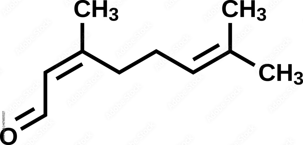 Citral structural formula, vector illustration Citral structural formula, vector illustration
