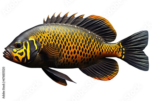 A tropical cichlid fish isolated on white background