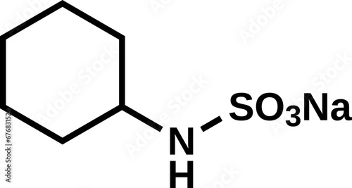 Sodium cyclamate chemical structural formula, vector illustration photo