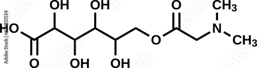 Pangamic acid structural formula, vitamin B15 vector illustration photo