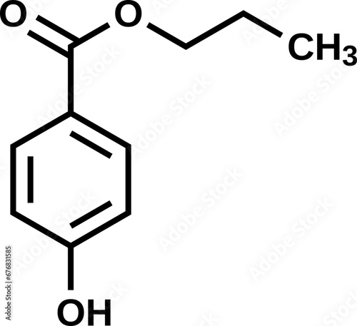Propylparaben structural formula, vector illustration  