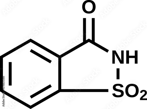 Saccharin chemical structural formula, vector illustration  
