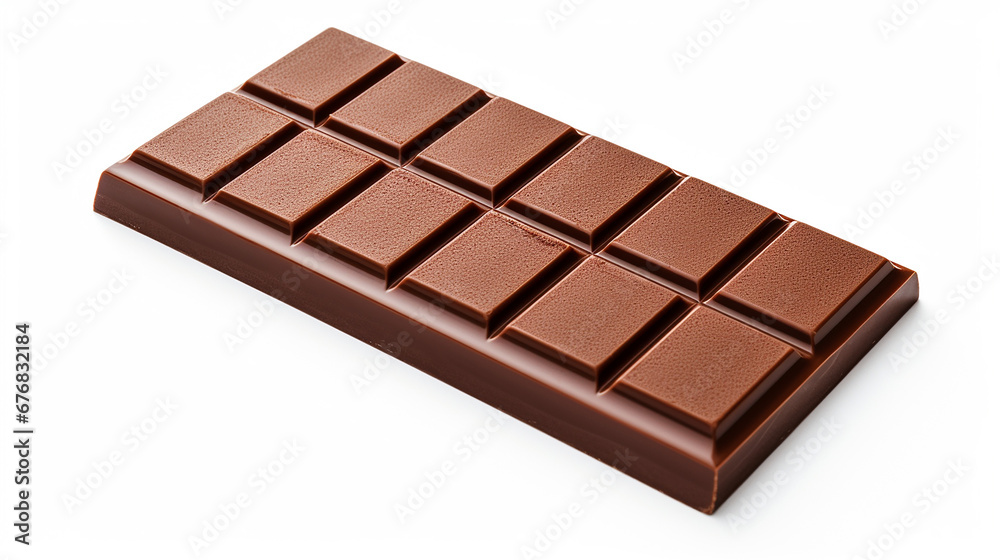 Dark chocolate bar isolated on white background. Made with generative ai Dark chocolate bar isolated on white background. Made with generative ai