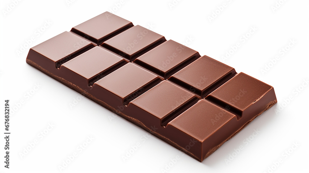 Dark chocolate bar isolated on white background. Made with generative ai Dark chocolate bar isolated on white background. Made with generative ai