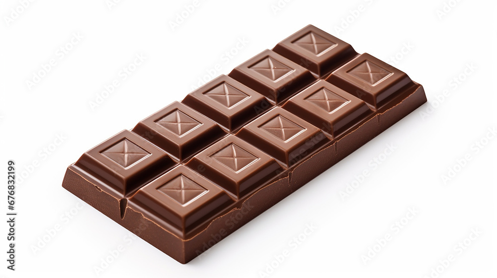 Dark chocolate bar isolated on white background. Made with generative ai Dark chocolate bar isolated on white background. Made with generative ai