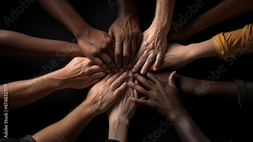 Join hands together multi ethnic. Generative AI