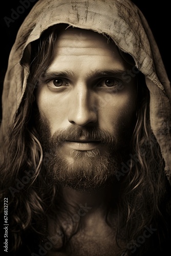 Jesus Christ portrait. Son of God our Lord saviour. Generative Ai
