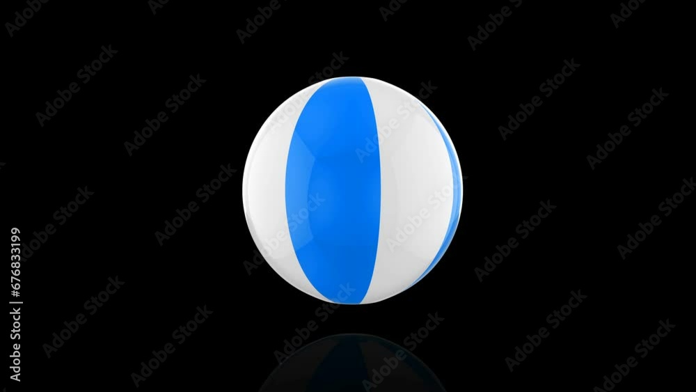 Blue Beach Ball turns on itself - loop animation - black background Blue Beach Ball turns on itself - loop animation - black background