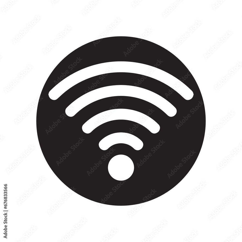 Wi Fi icon vector. Wireless internet logo design. Wifi vector icon illustration in circle isolated on white background Wi Fi icon vector. Wireless internet logo design. Wifi vector icon illustration in circle isolated on white background