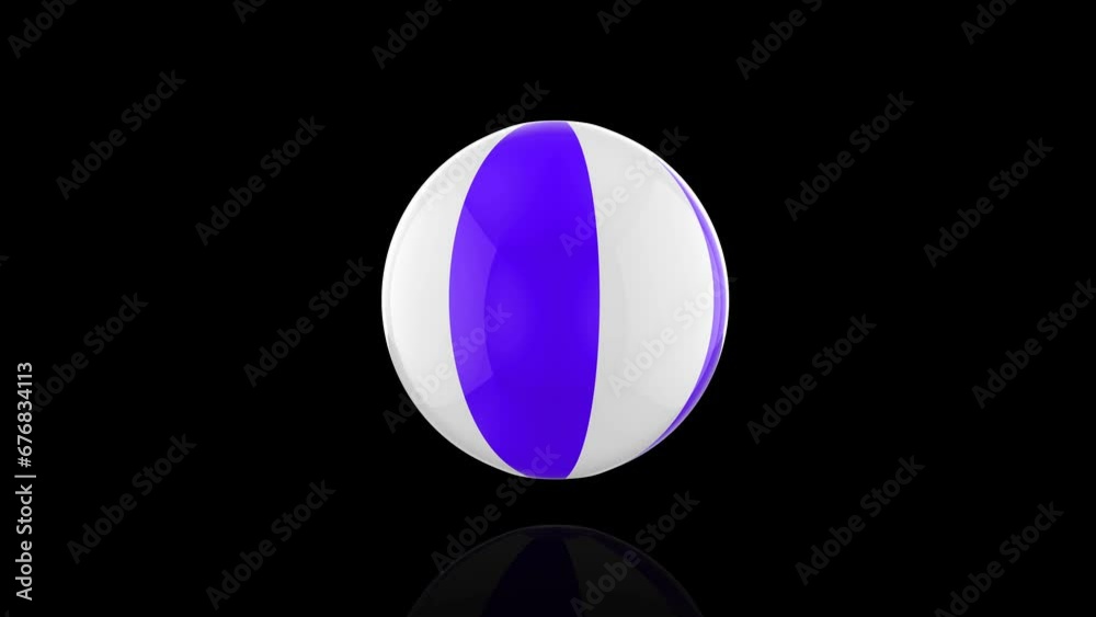 Blue Beach Ball turns on itself - loop animation - black background Blue Beach Ball turns on itself - loop animation - black background
