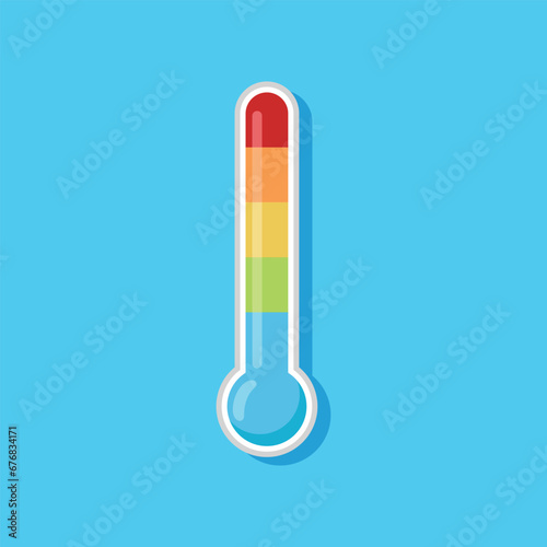 Thermometer vector illustration with different colors distinguishing temperatures.