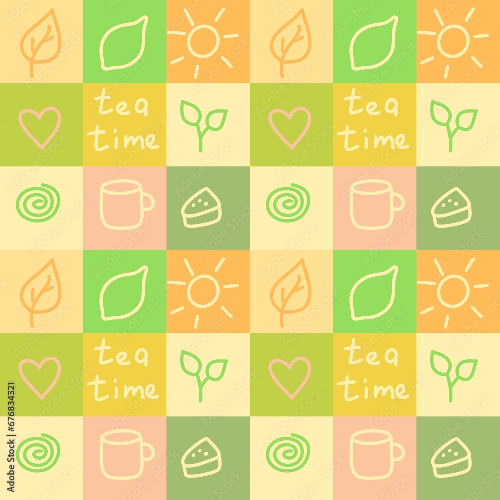 Tea time seamless pattern patchwork Tea time seamless pattern patchwork