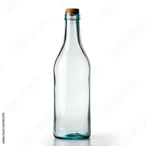 Empty glass bottle isolated on white background