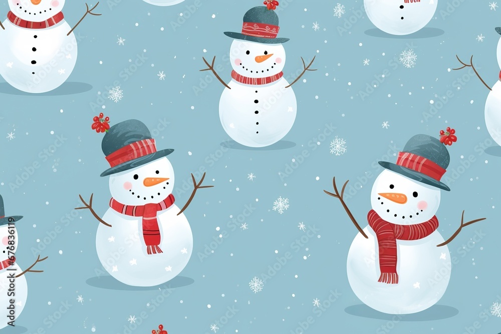 cartoon christmas pattern with snowmen