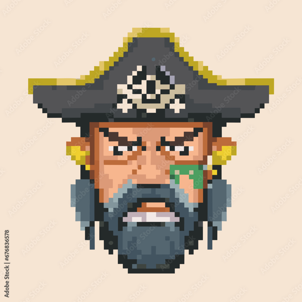Fototapeta premium Pixel pirate face
