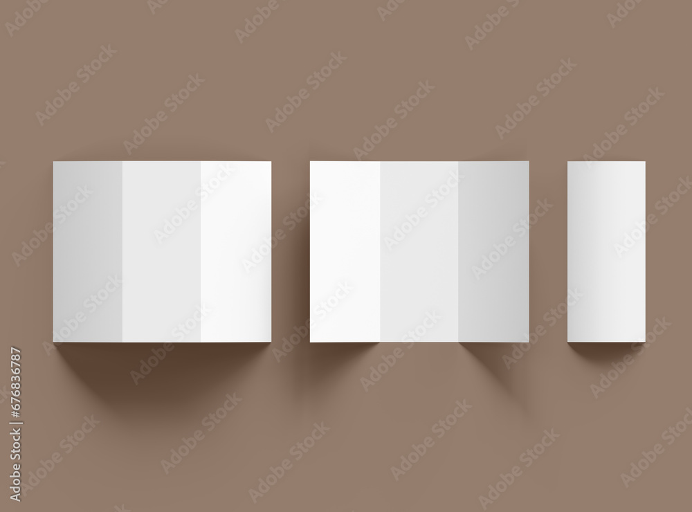 Obraz premium Blank Tri fold letter size brochure 3d render to present your design