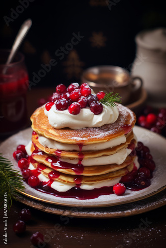 Pancakes with lingonberry jam for breakfast are the perfect start to the day