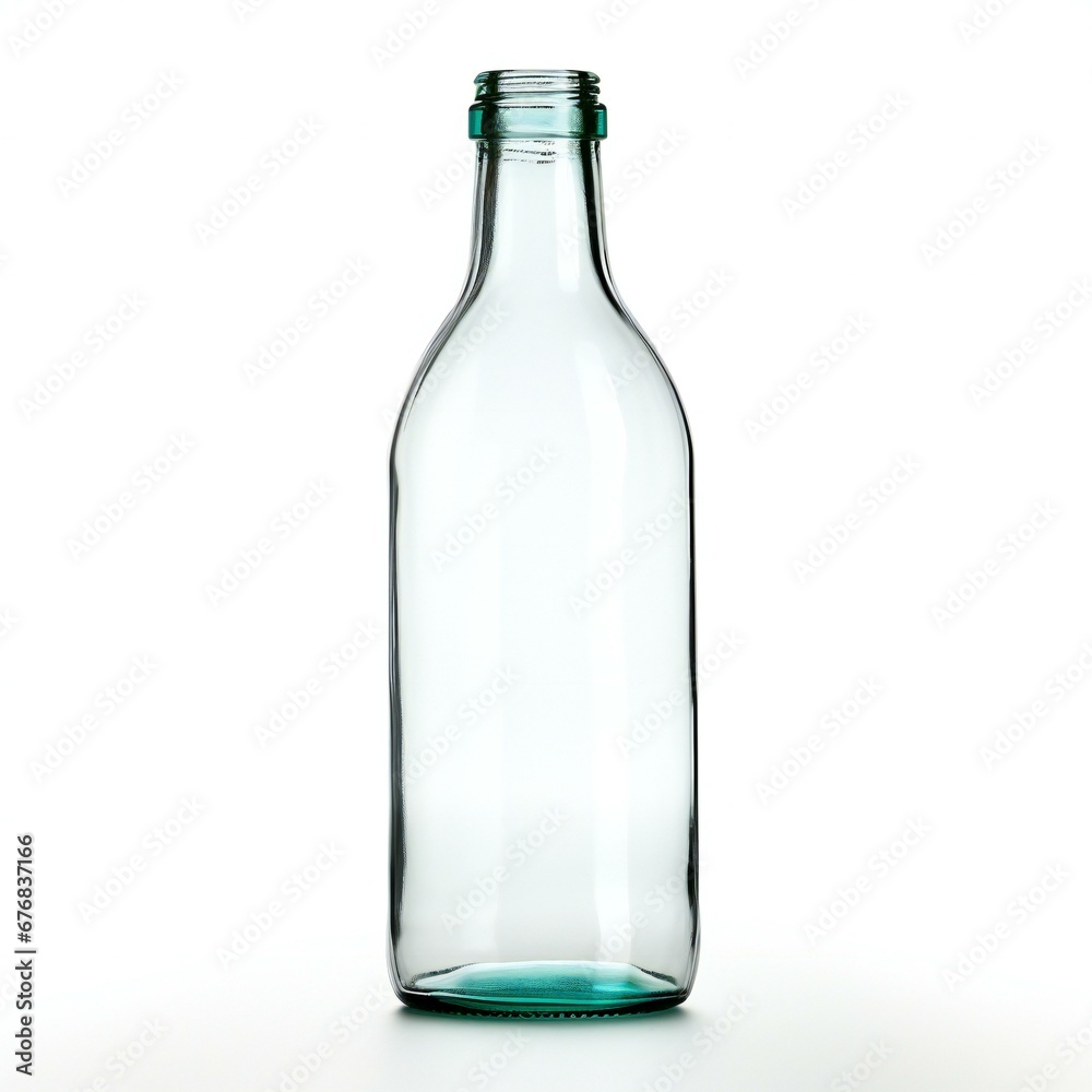 Empty glass bottle isolated on a white background