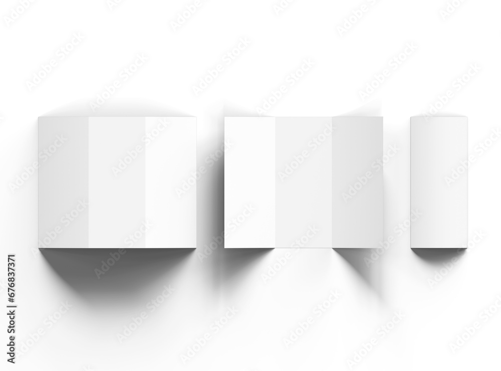 Blank Tri fold letter size brochure 3d render on transparent background Blank Tri fold letter size brochure 3d render on transparent background