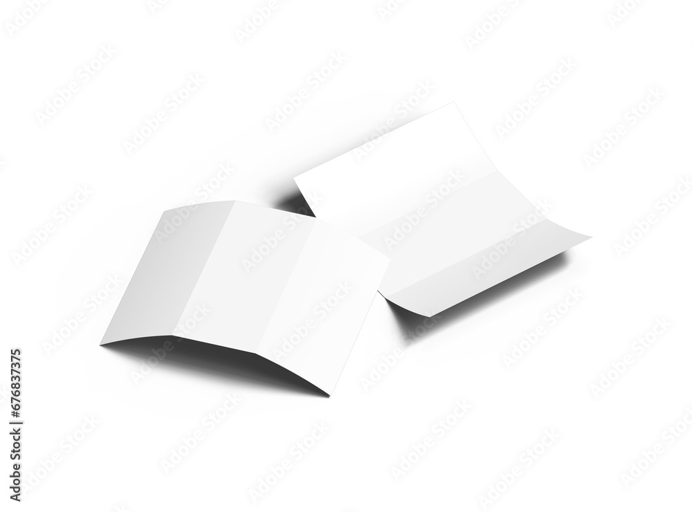 Blank Tri fold letter size brochure 3d render on transparent background Blank Tri fold letter size brochure 3d render on transparent background