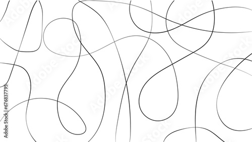 Random line pattern background. Decorative pattern with tangled curved lines. Random chaotic lines abstract geometric pattern vector background. 
