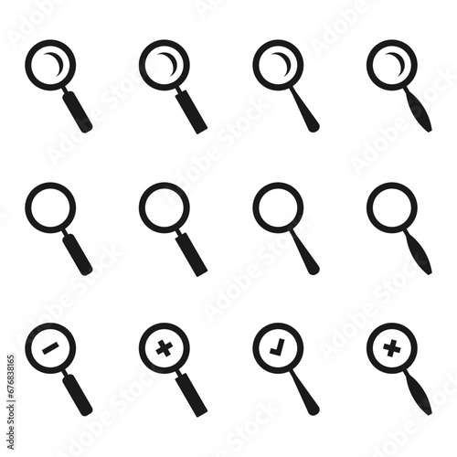 set of magnify glass icon vector illustration isolated on white background.