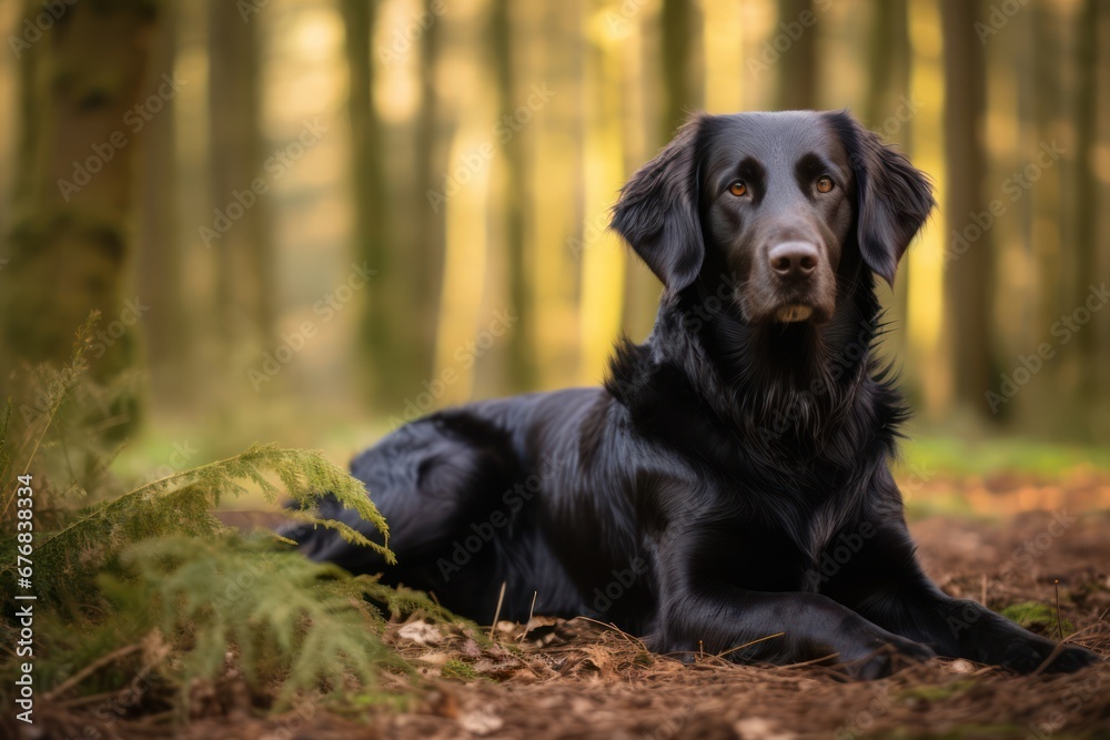 Flat Coated Retrieve Dog - Portraits of AKC Approved Canine Breeds Flat Coated Retrieve Dog - Portraits of AKC Approved Canine Breeds