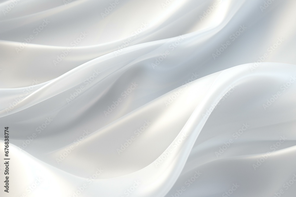 Closeup of rippled white silk fabric texture background