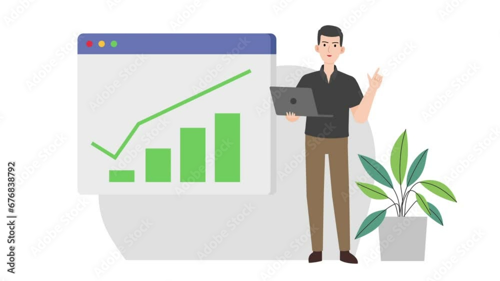 Man with growth chart illustration design Man with growth chart illustration design
