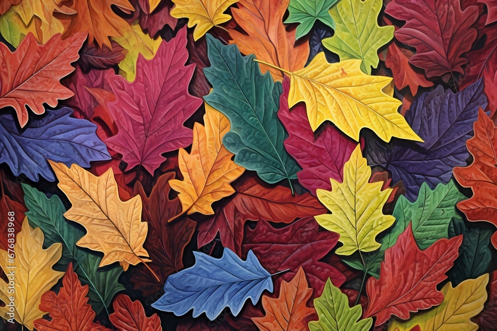 Autumn leaves background,  Colorful autumn oak leaves background