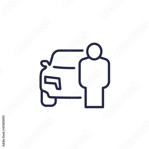 car owner line icon on white
